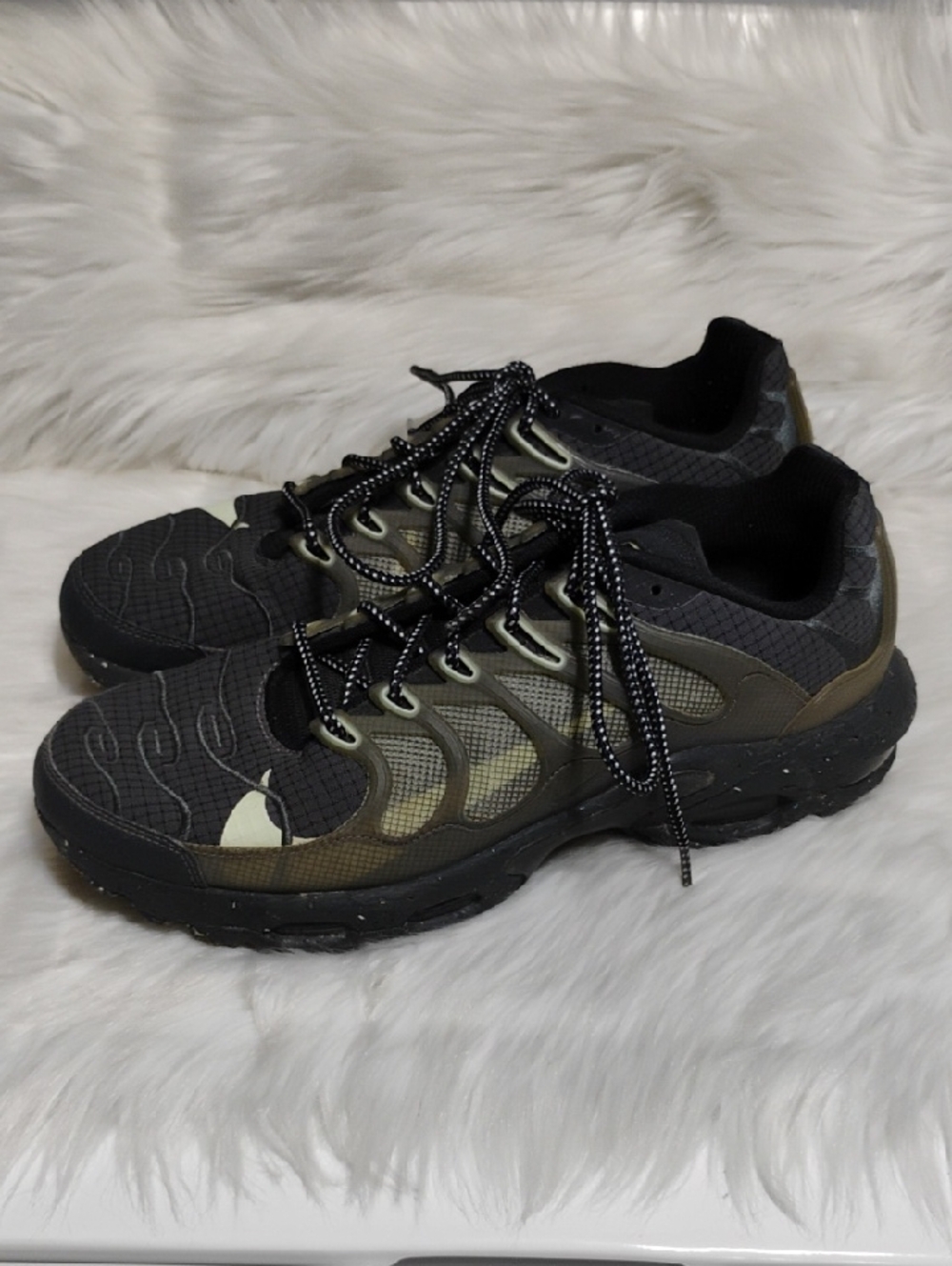 (C-63) Nike Air Terrascape Plus Black Barely Volt Crater Foam Sneakers